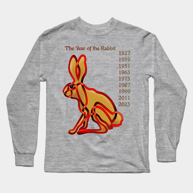 Chinese Rabbit Long Sleeve T-Shirt by KnotYourWorld4